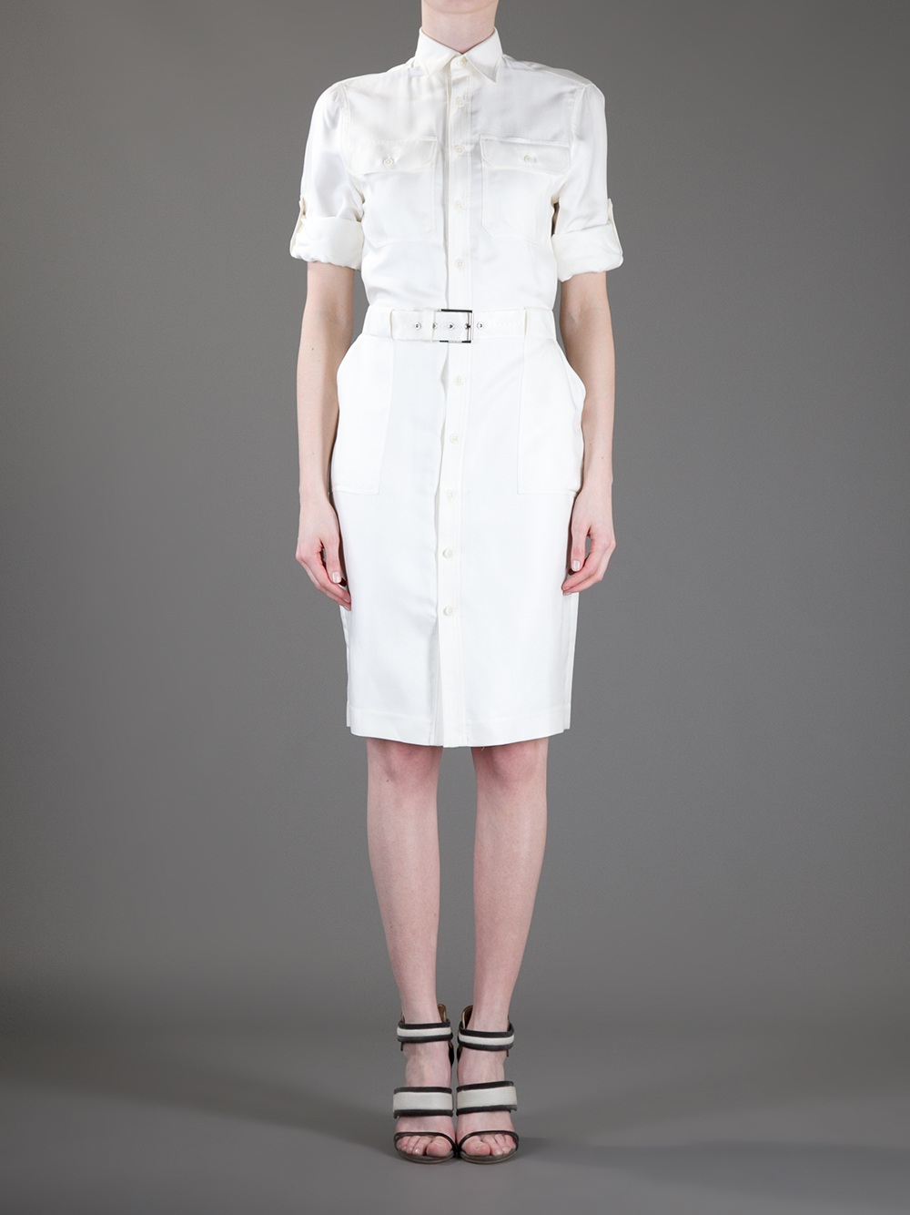 Lyst Ralph  Lauren  Black Label Shirt  Dress  in White 