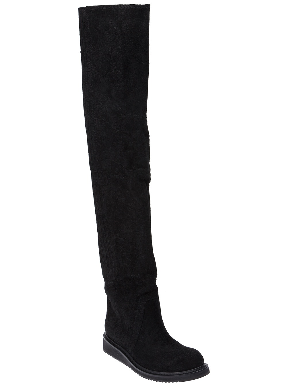 Lyst - Rick Owens Thigh High Leather Boots in Black