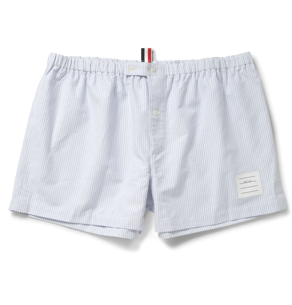 Lyst - Thom Browne Striped Cotton Oxford Boxer Shorts in Blue for Men