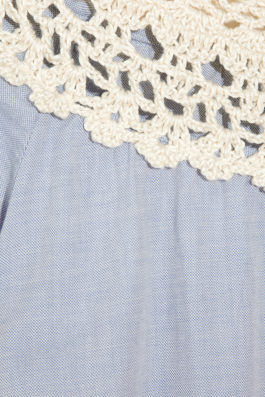 A.p.c. Crocheted Neck Cotton Chambray Dress in Blue Lyst