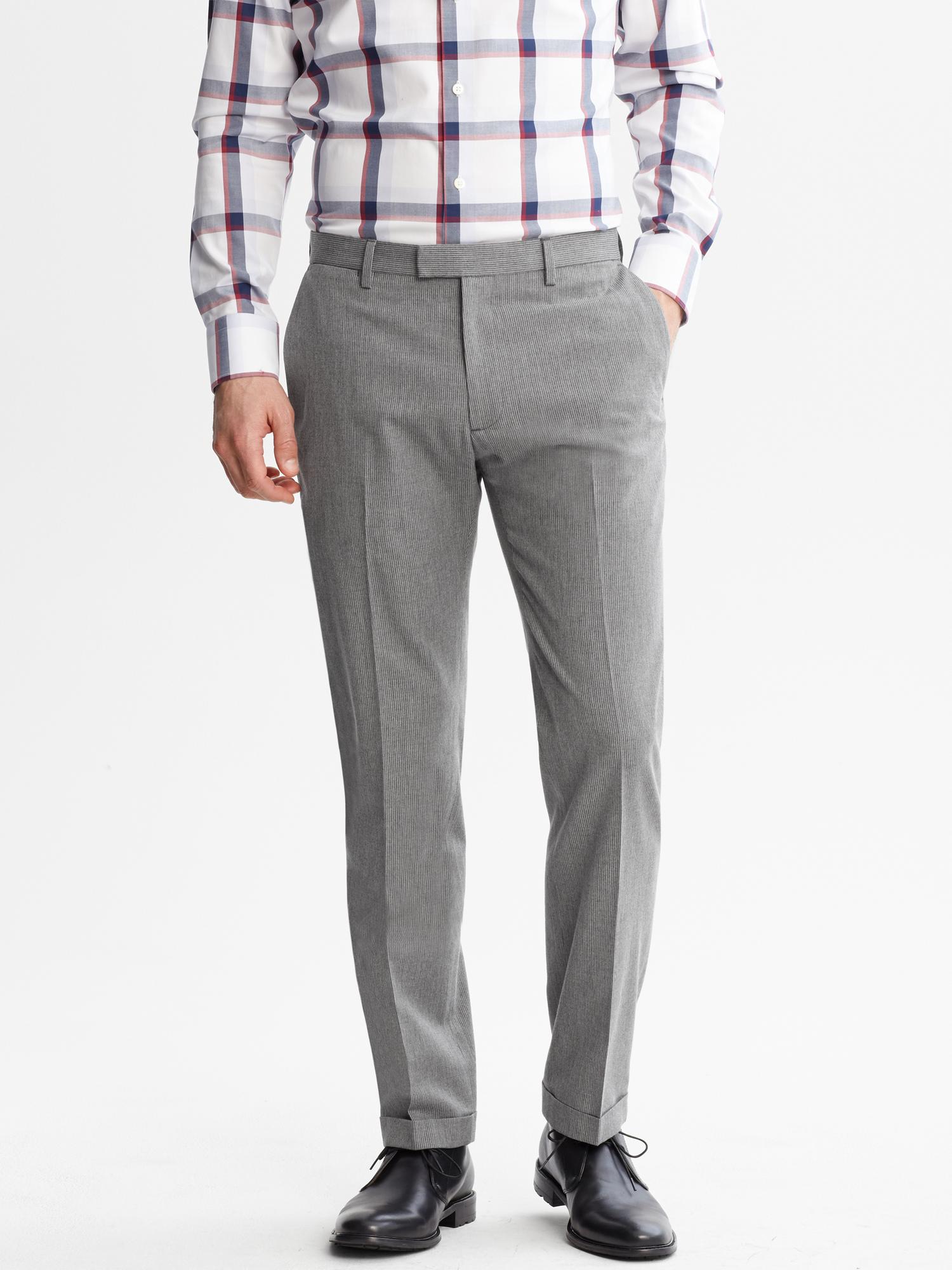 Banana Republic Tailored Slim Fit Micro Stripe Cuffed Pants in Gray for ...