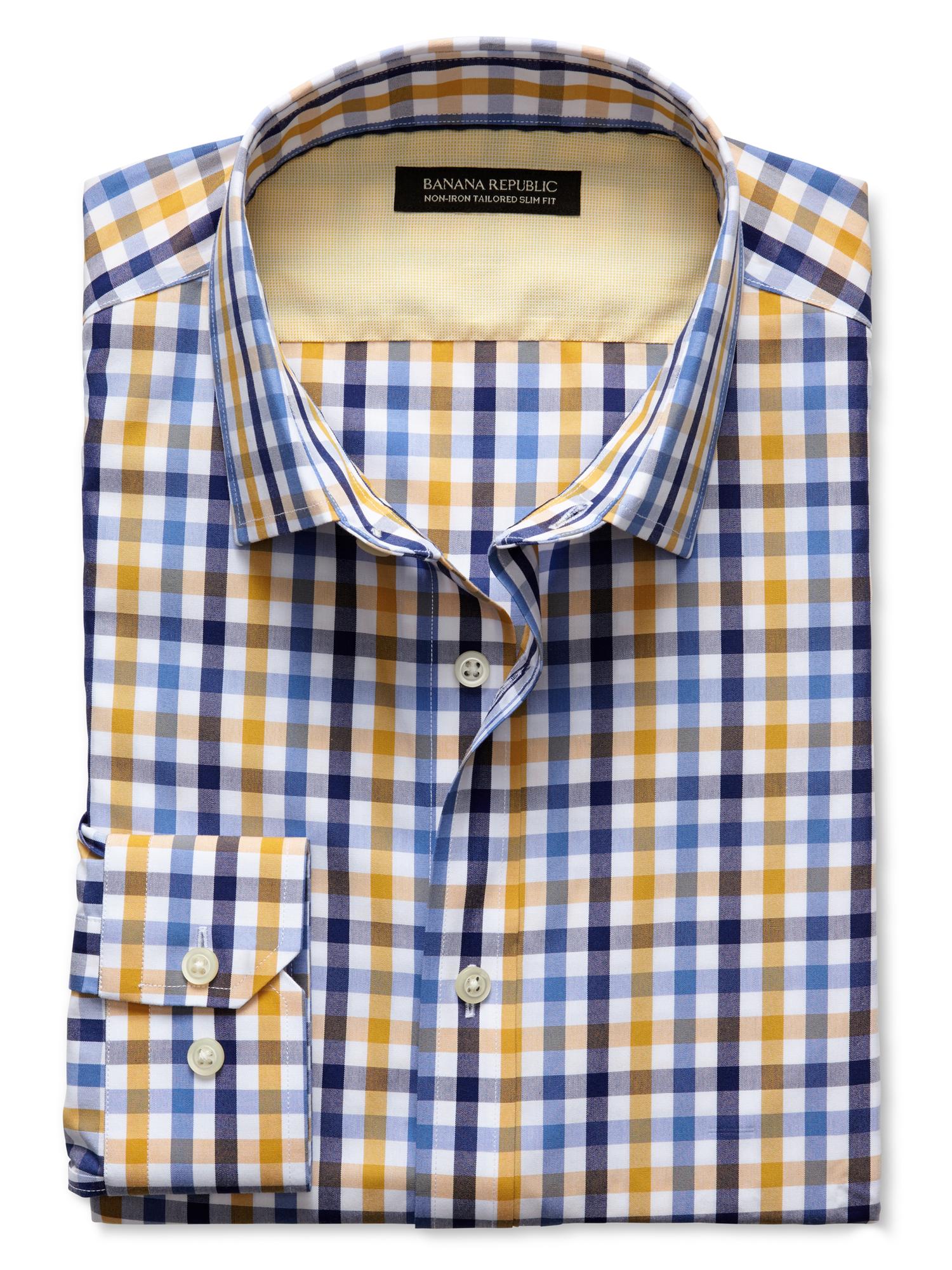 Banana Republic Tailored Slim Fit Non Iron Multi Gingham Shirt in ...