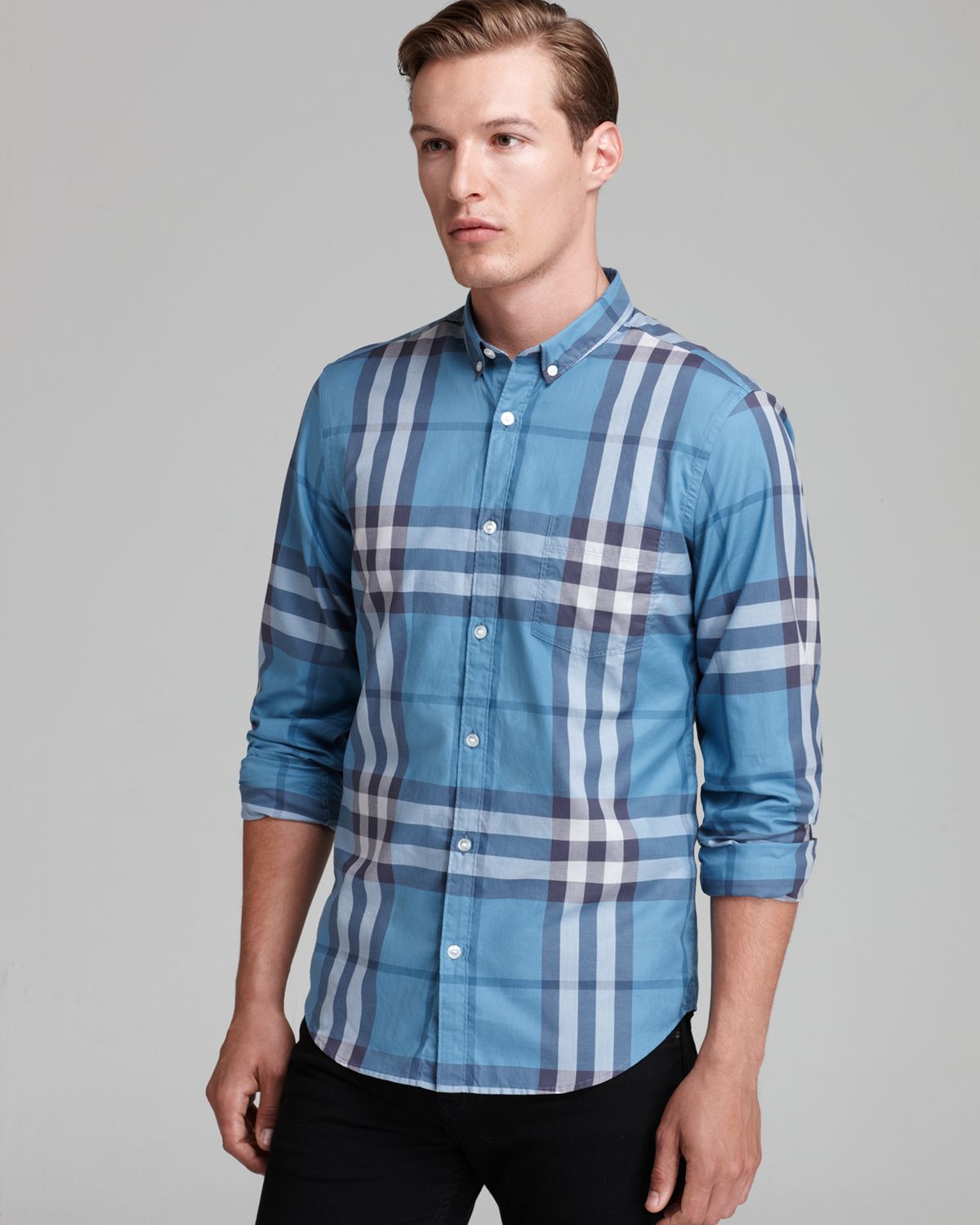 Burberry Brit Niall Check Sport Shirt Classic Fit in Blue for Men ...