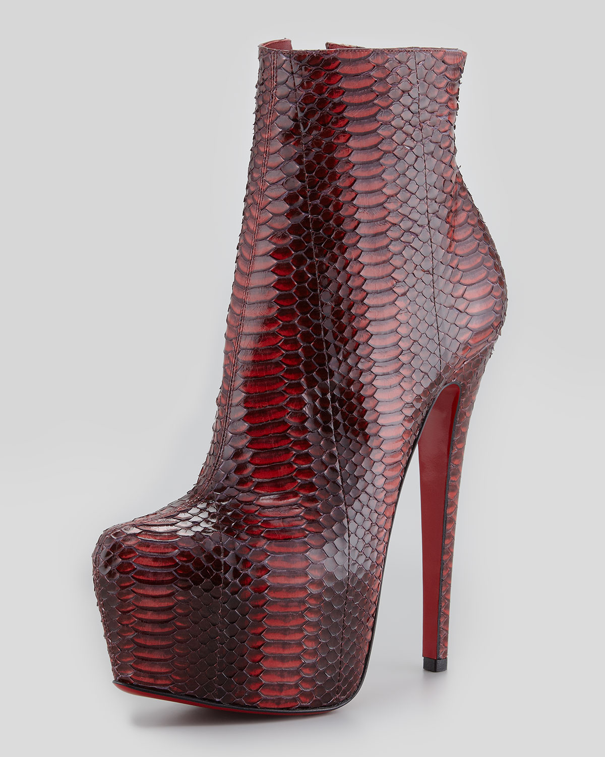 Christian Louboutin Daf Watersnake Red Sole Platform Bootie Rouge in ...