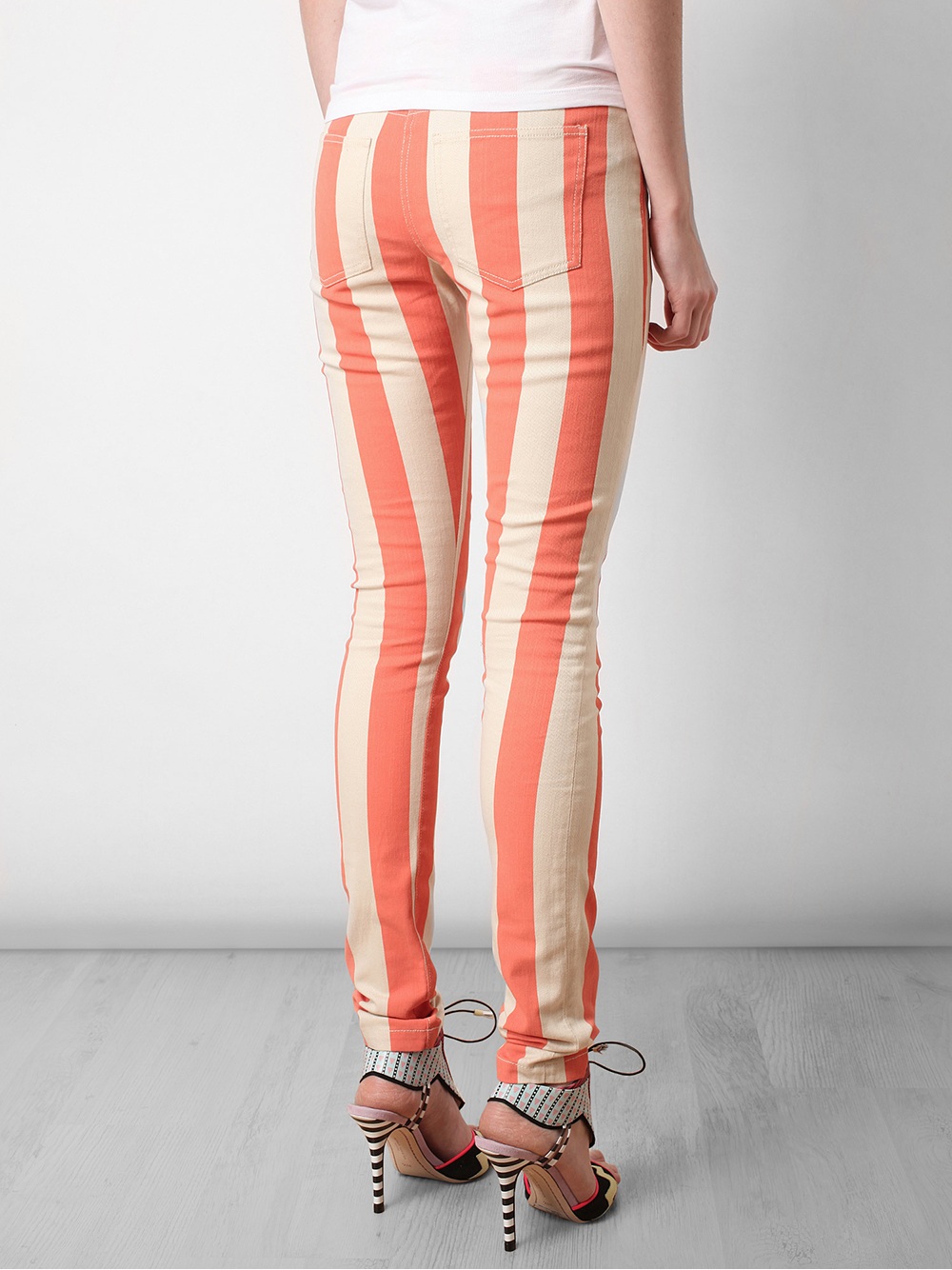 Lyst House of holland Striped Denim Jeans in Orange