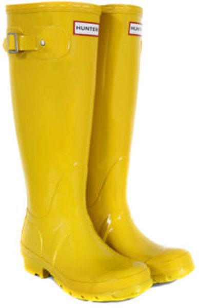 Hunter Womens Original Tall Gloss Wellies in Yellow for Men | Lyst