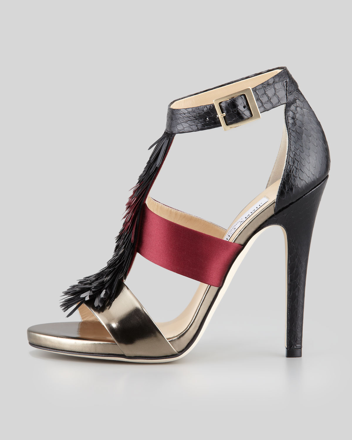 Lyst - Jimmy Choo Fedora Fringe Mixedmedia Sandal Claret in Black