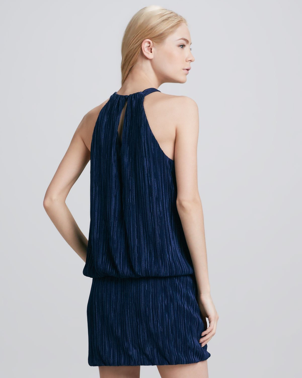 Lyst Laundry By Shelli Segal Halterneck Blouson Dress in Blue