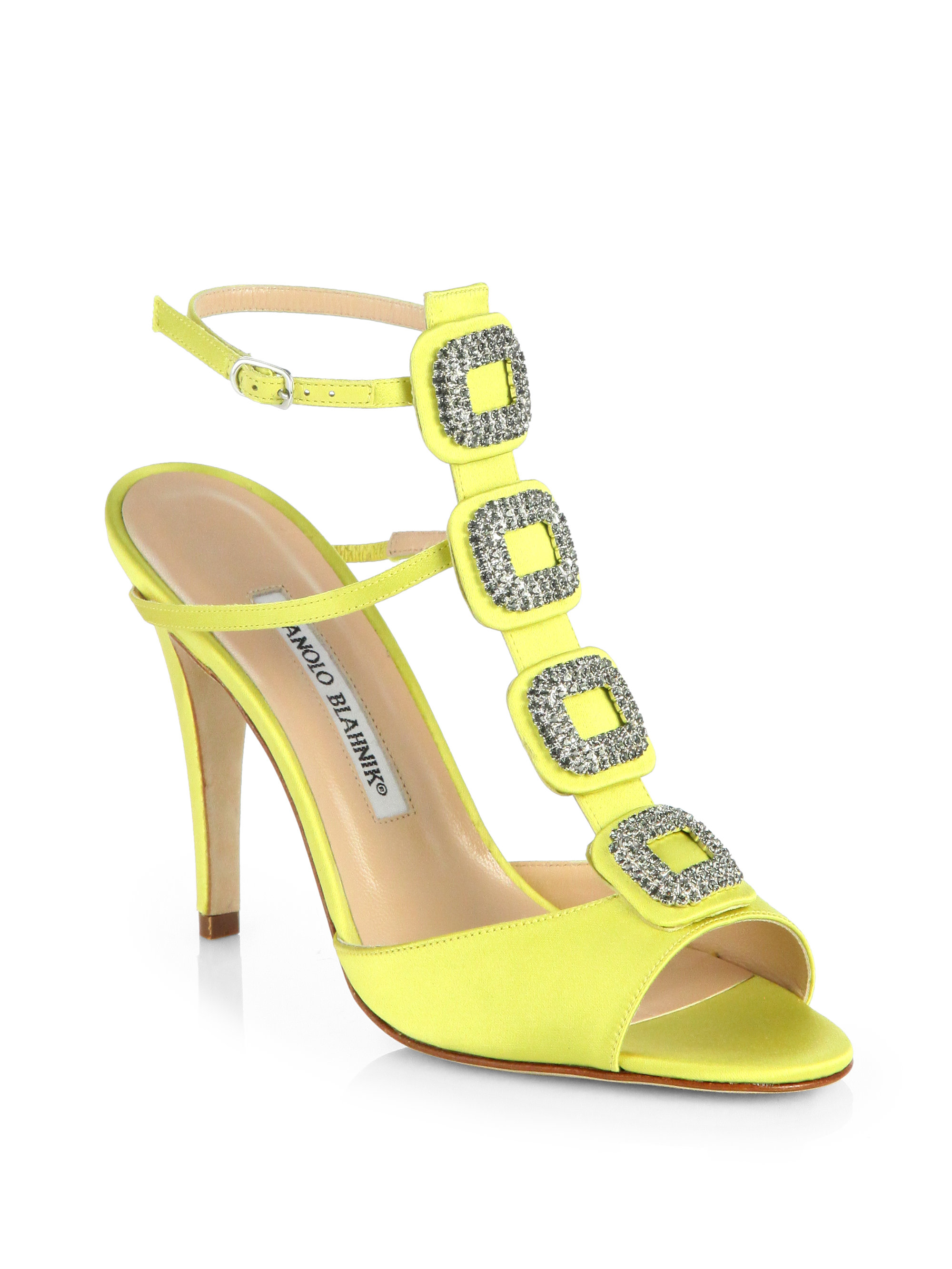 yellow satin sandals
