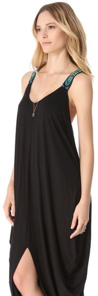 Mara Hoffman Beaded Feather Cover Up Dress in Black | Lyst