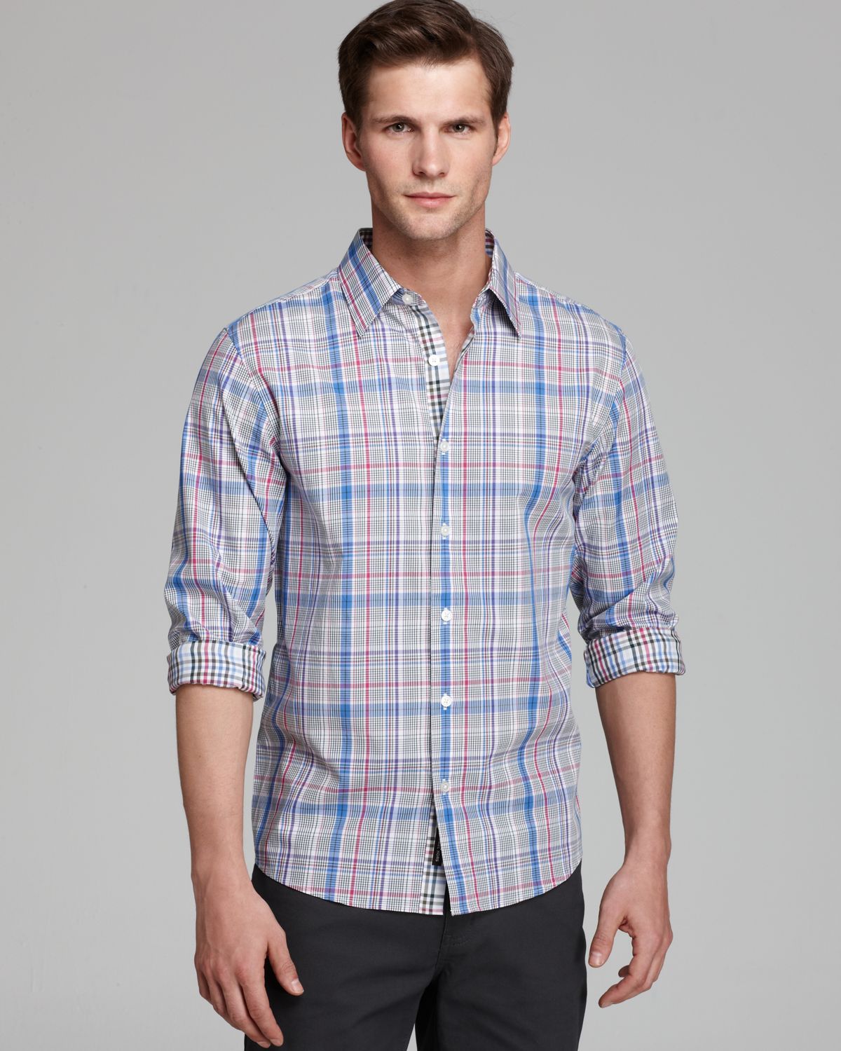 Michael Kors Firth Plaid Sport Shirt Tailored Fit in Blue for Men ...