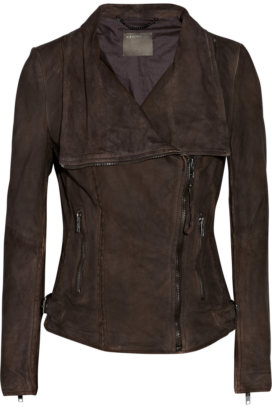 Muubaa Juana Leather Biker Jacket in Dark Brown (Brown) - Lyst