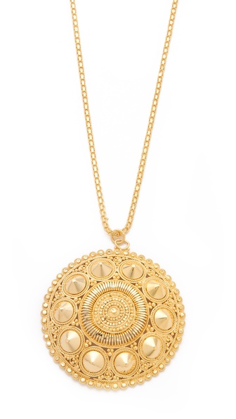 Lyst - Noir Jewelry Darjeeling Spiked Circle Pendant Necklace in Metallic