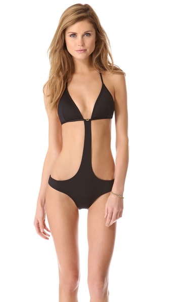 Lyst - Ondademar Cutout One Piece Swimsuit in Black