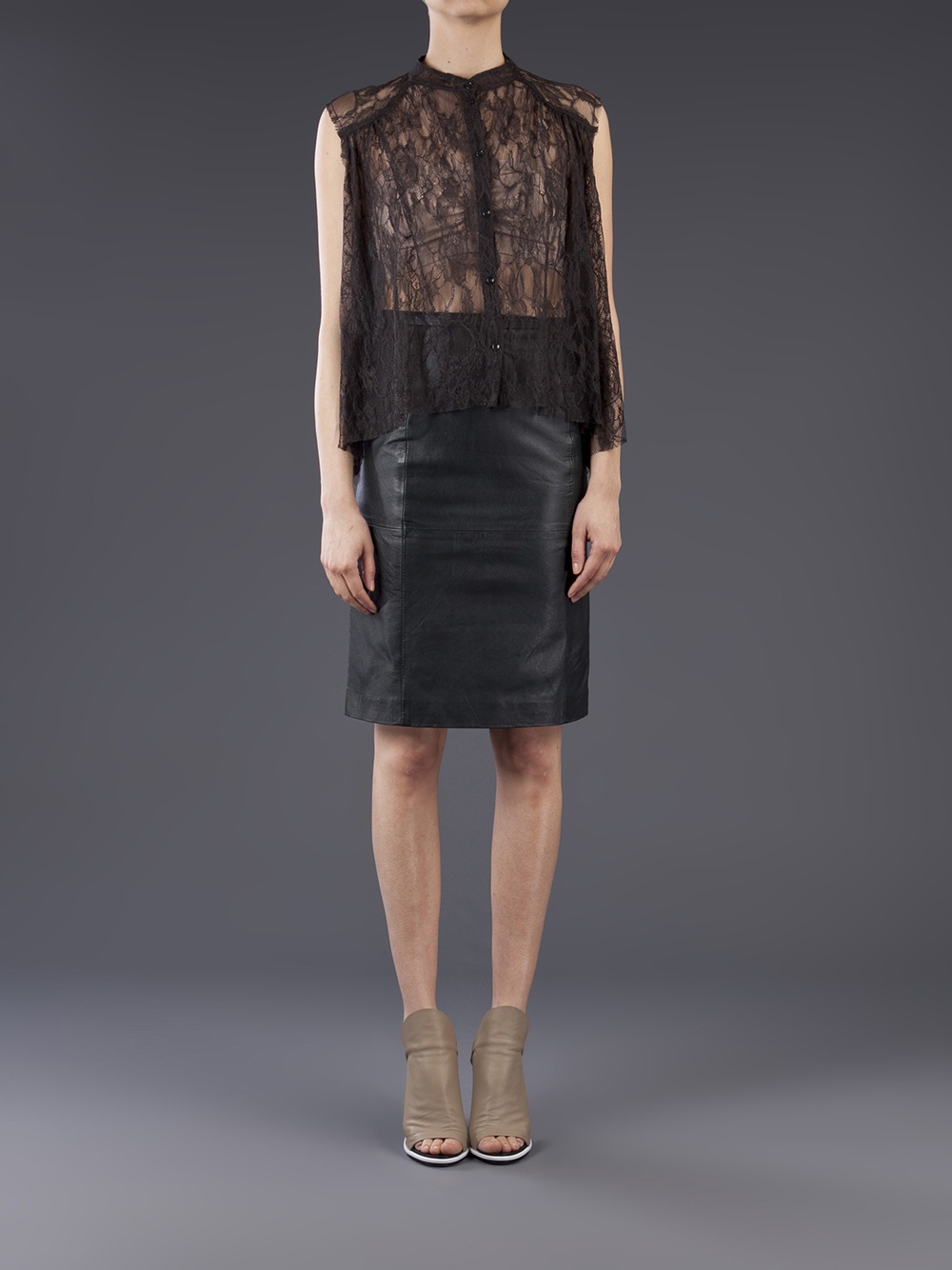 black sleeveless lace top