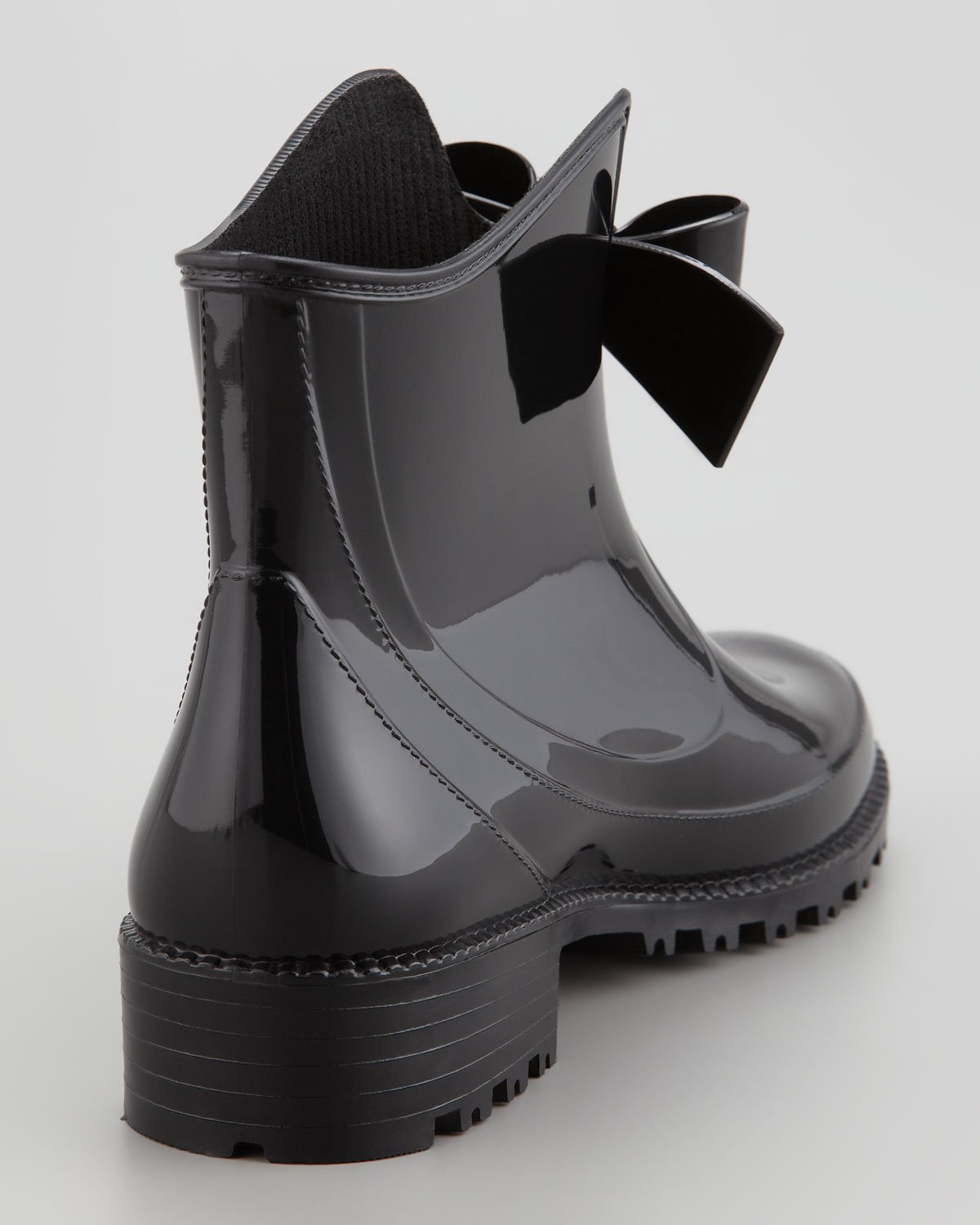 Red valentino Short Rain Boot with Bow in Black | Lyst