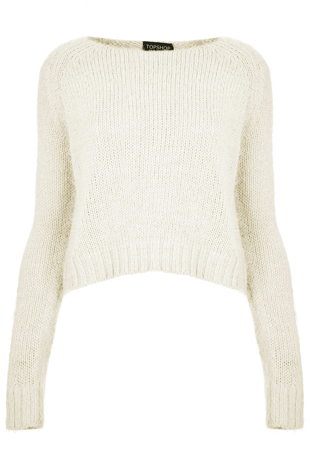 TOPSHOP Knitted Fluffy Crop Jumper in Natural - Lyst