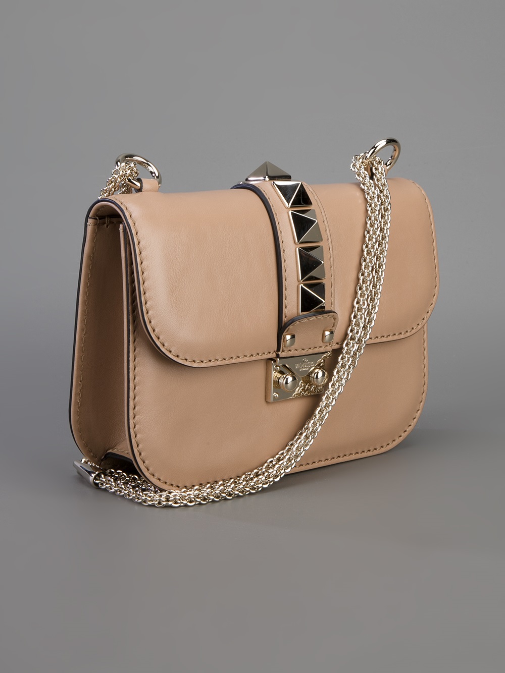 Lyst - Valentino Rockstud Shoulder Bag in Natural