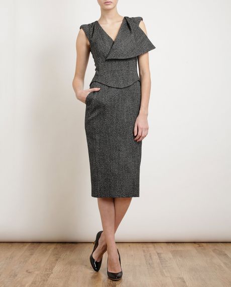 Antonio Berardi Virgin Wool and Alpaca Pencil Dress in Gray | Lyst