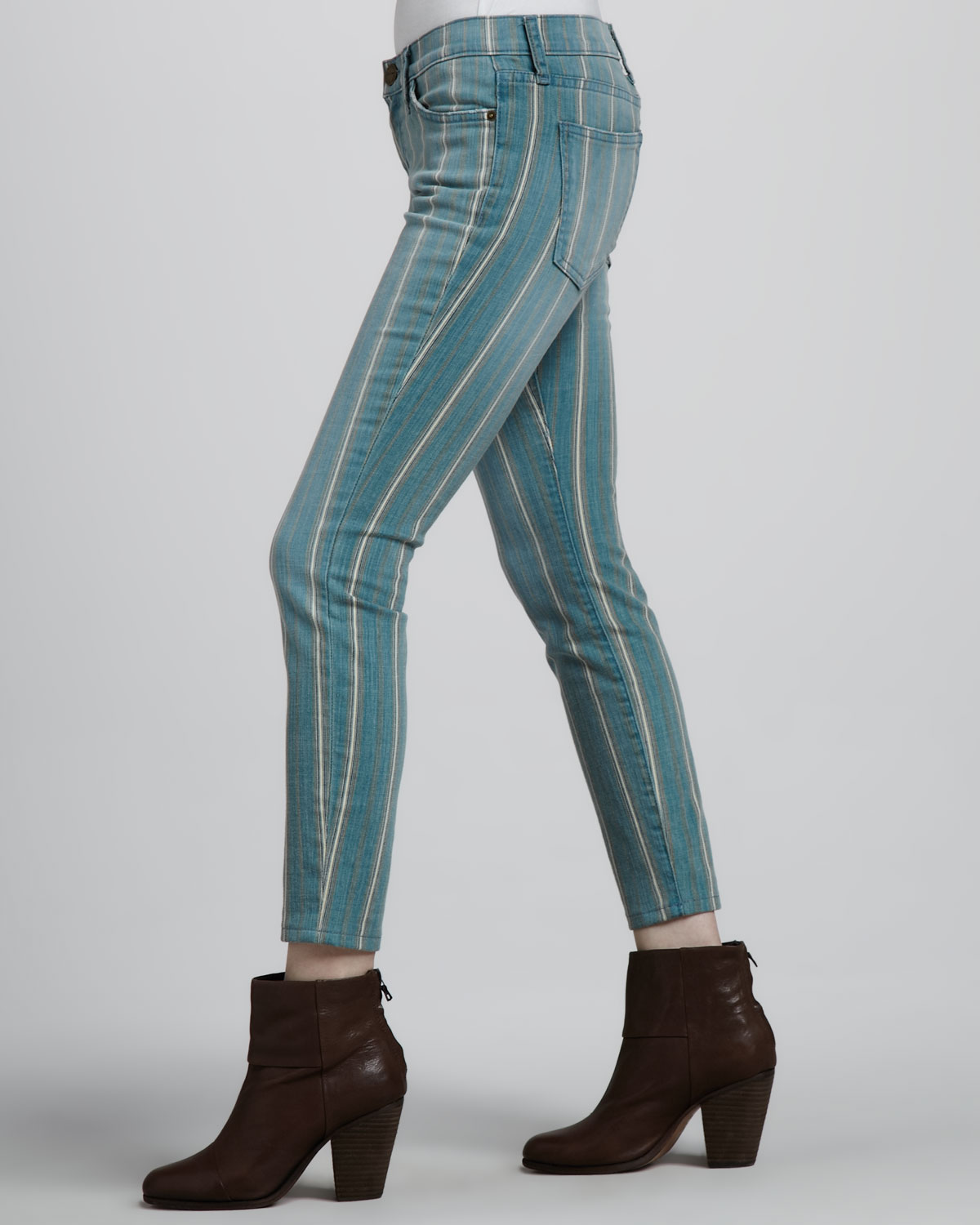 blue and white pinstripe jeans