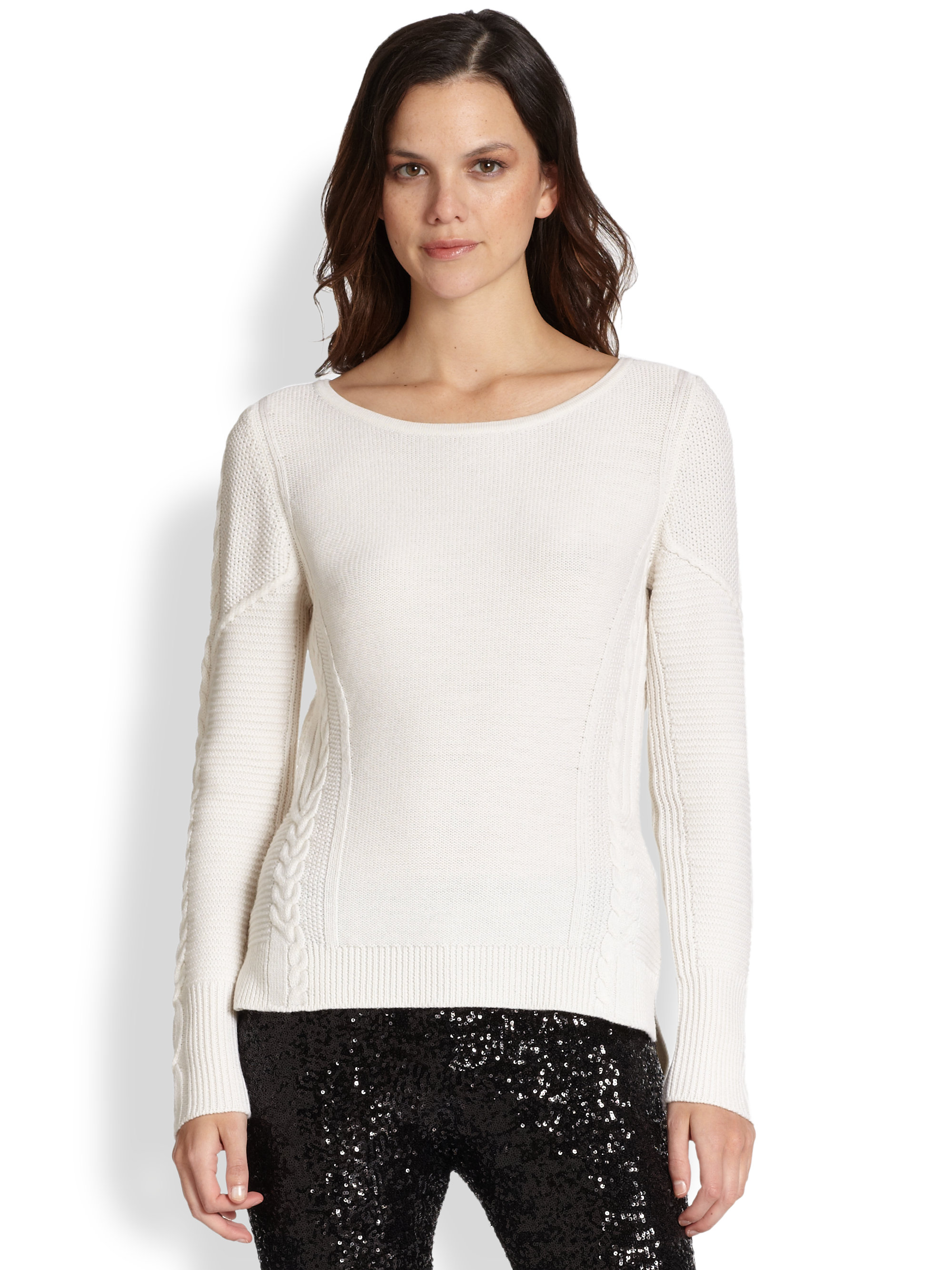 Lyst - Elie Tahari Scarletta Wool Sweater in White