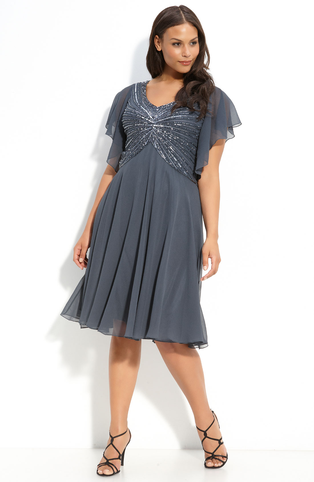 J Kara Beaded Dress (plus) in Gray (grey/ multi) | Lyst