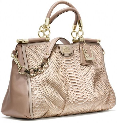 Coach Madison Pinnacle Pearlized Python Caroline in Beige (GD/TOFFEE ...