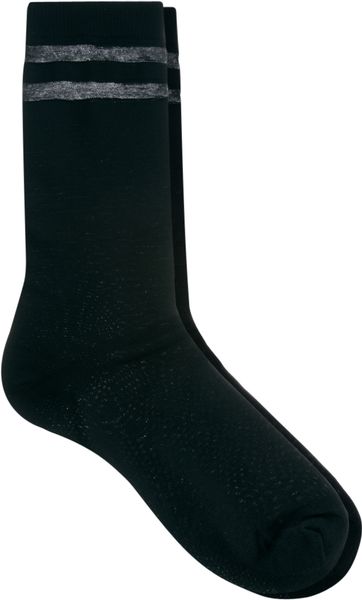 Asos Knee High Double Stripe Socks in Black | Lyst