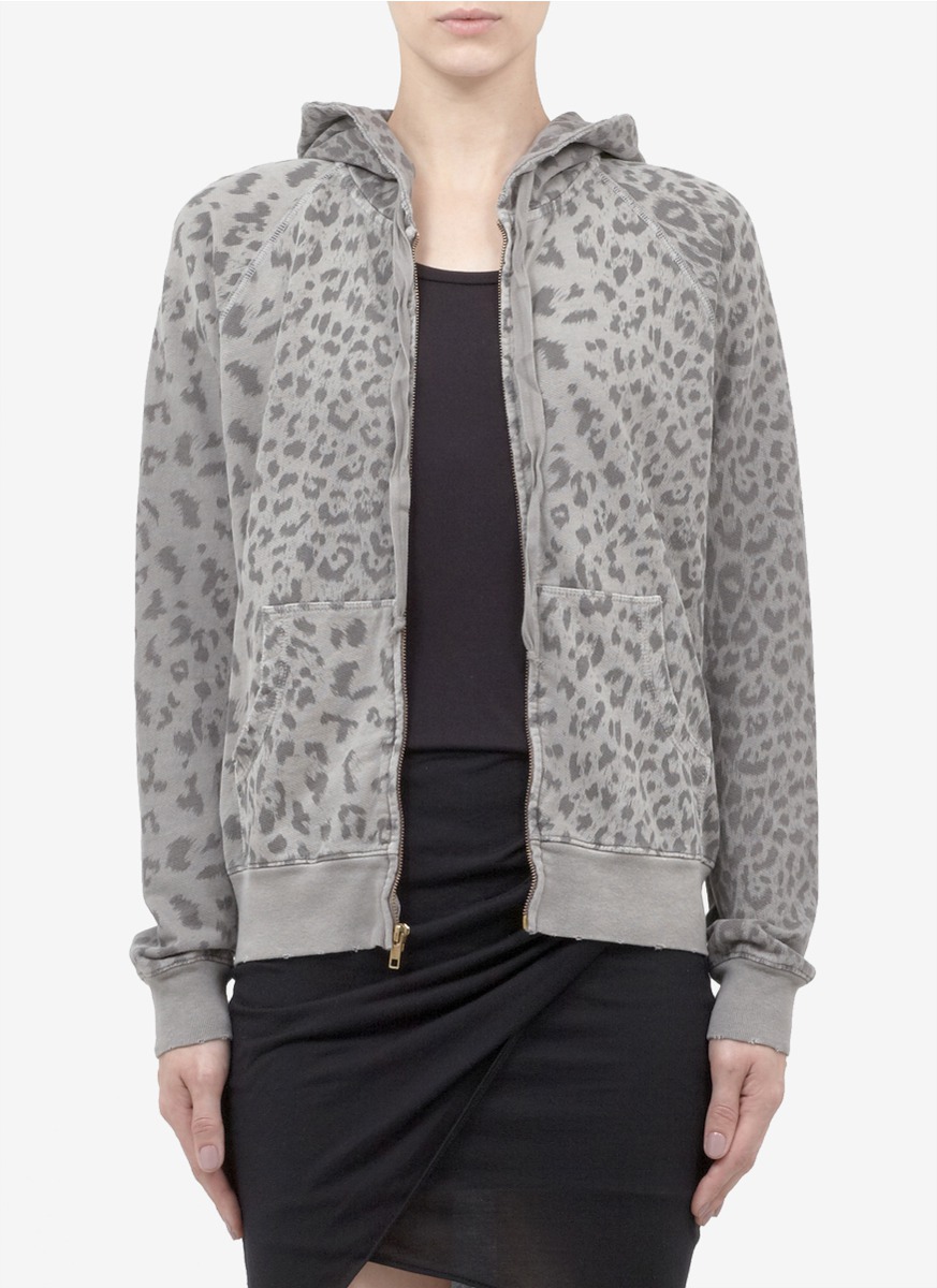 Lyst - Current/Elliott Leopard-print Zip-up Hoodie in Gray