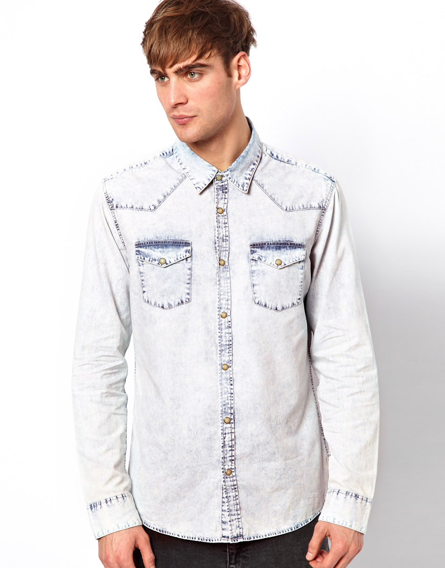 light blue denim shirt men