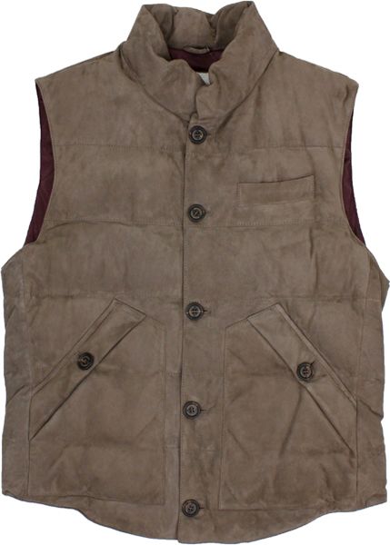 Brunello Cucinelli Brown Suede Vest in Brown for Men | Lyst