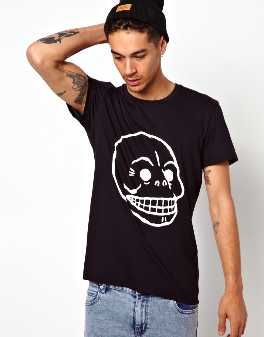 Cheap monday Skull Printed Cotton Jersey T-shirt in Black for Men | Lyst