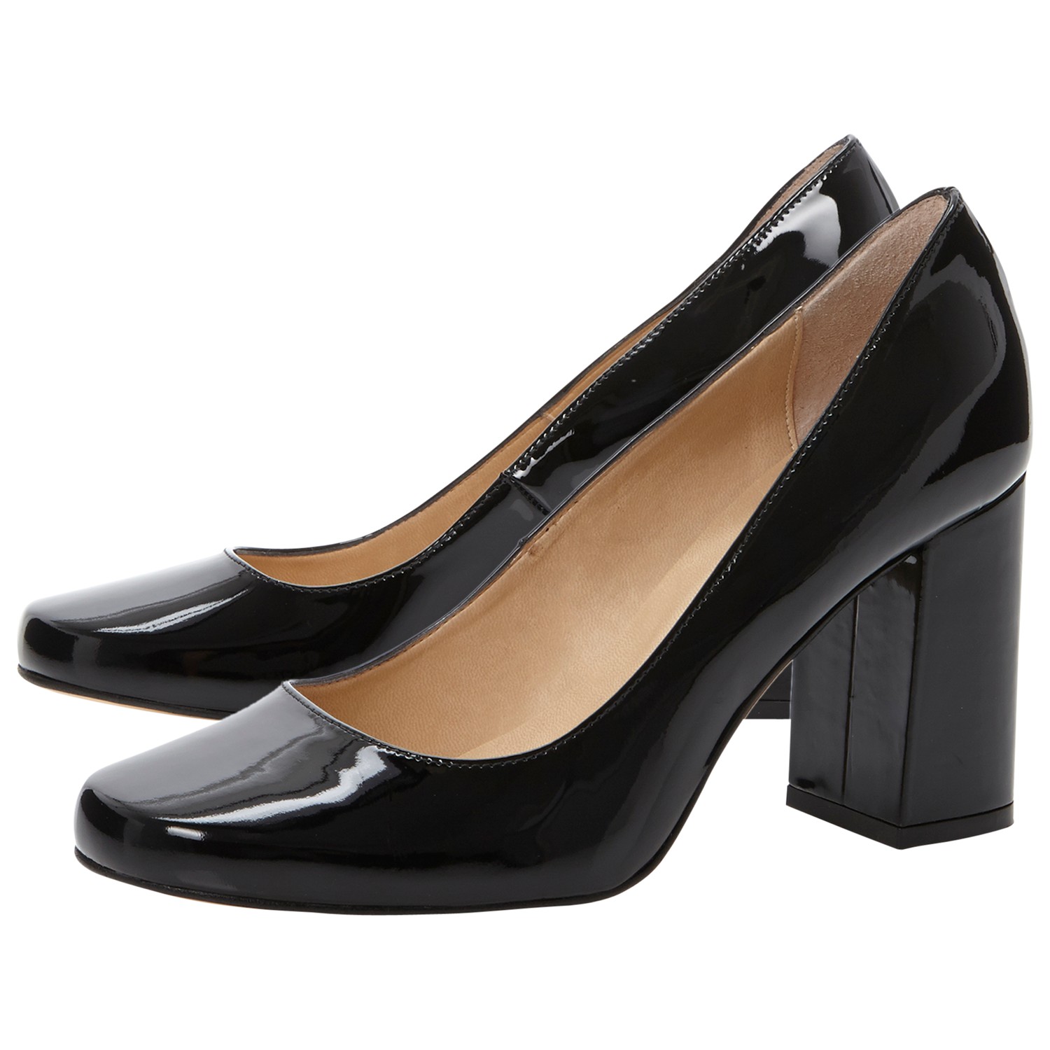 Dune Agaze Block Heel Court Shoes in Patent Black (Black) - Lyst
