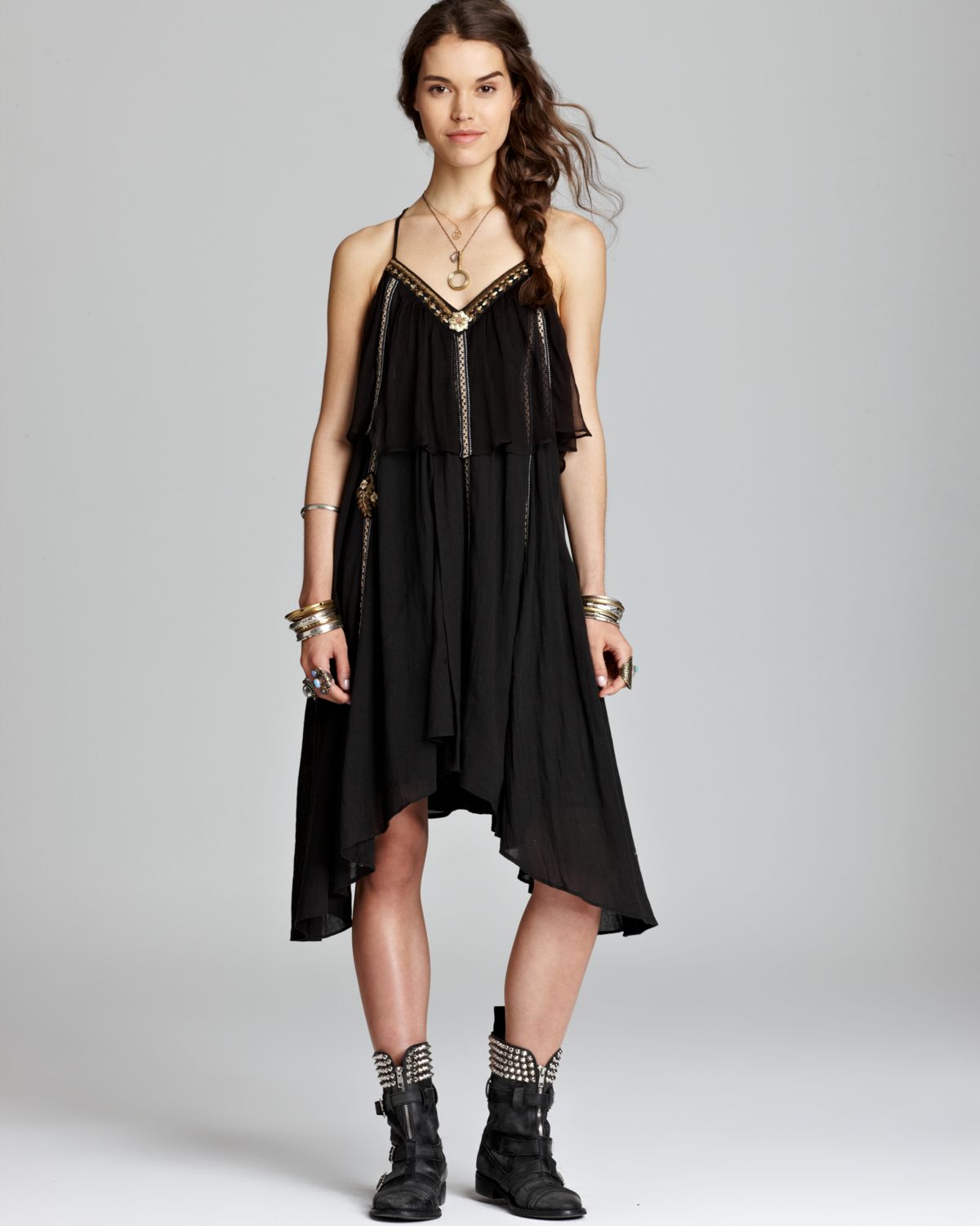 free people black dress long sleeve