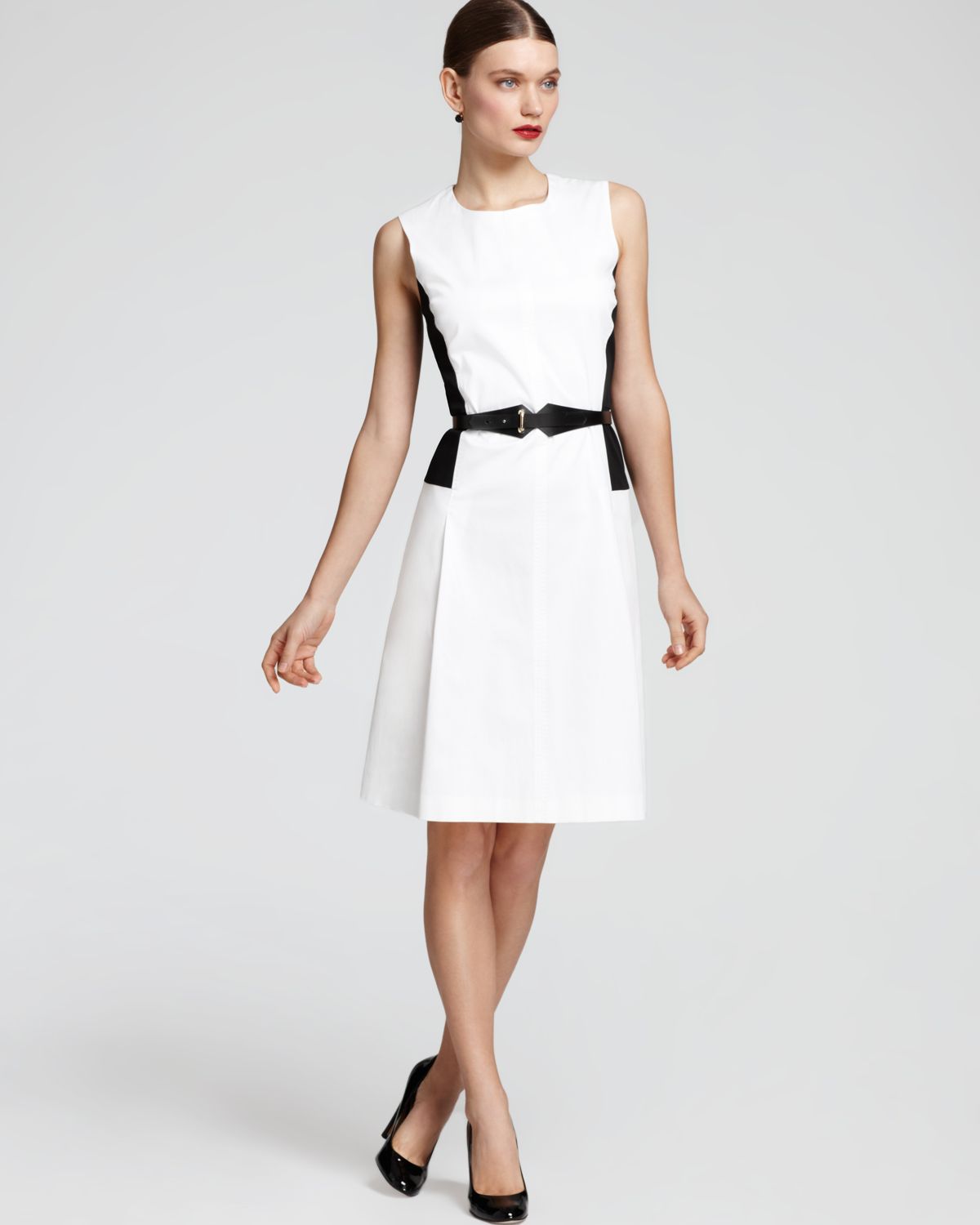 Max mara studio Eco Dress with Belt in White - Lyst