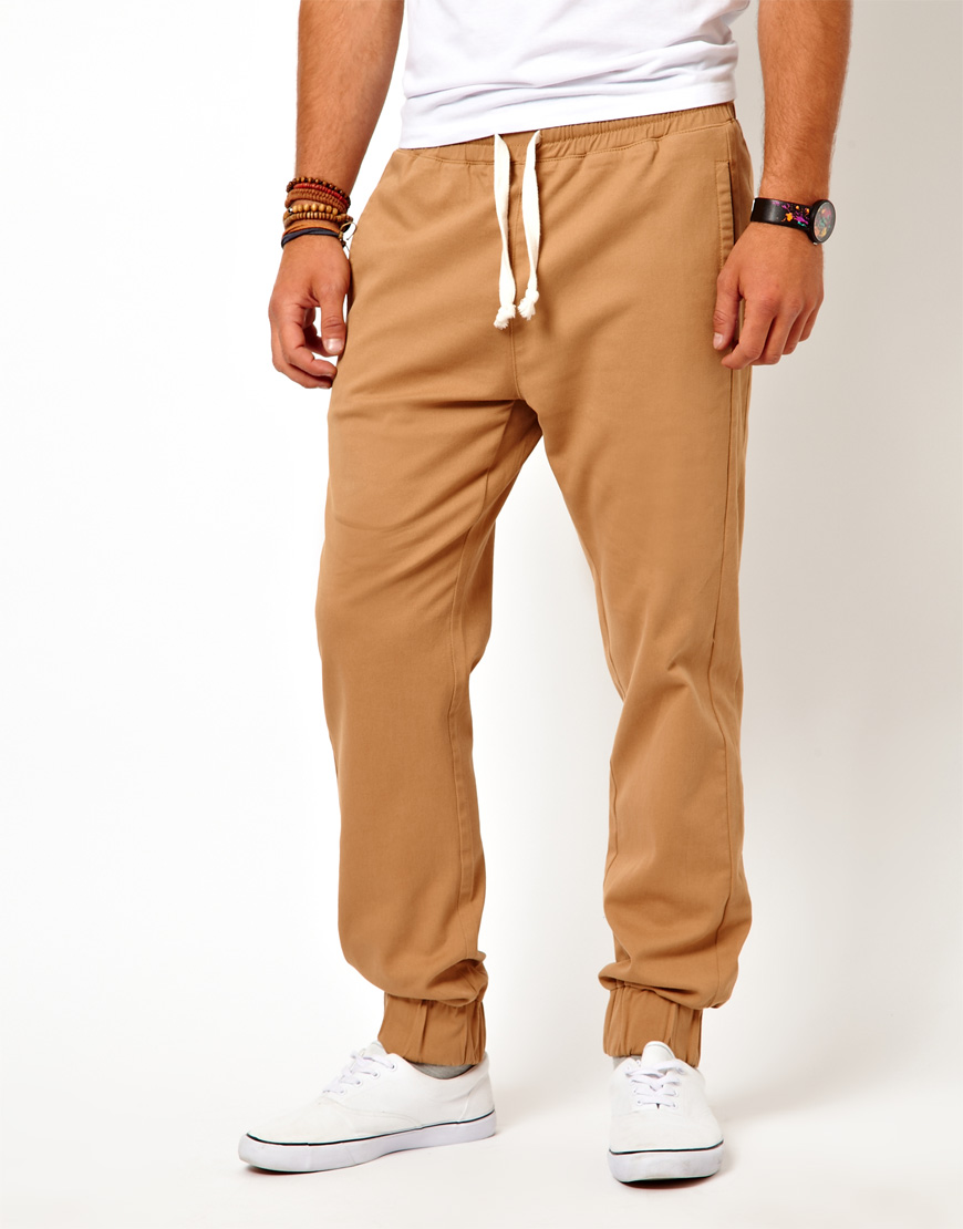 Asos Heavyweight Cuffed Joggers in Brown for Men | Lyst