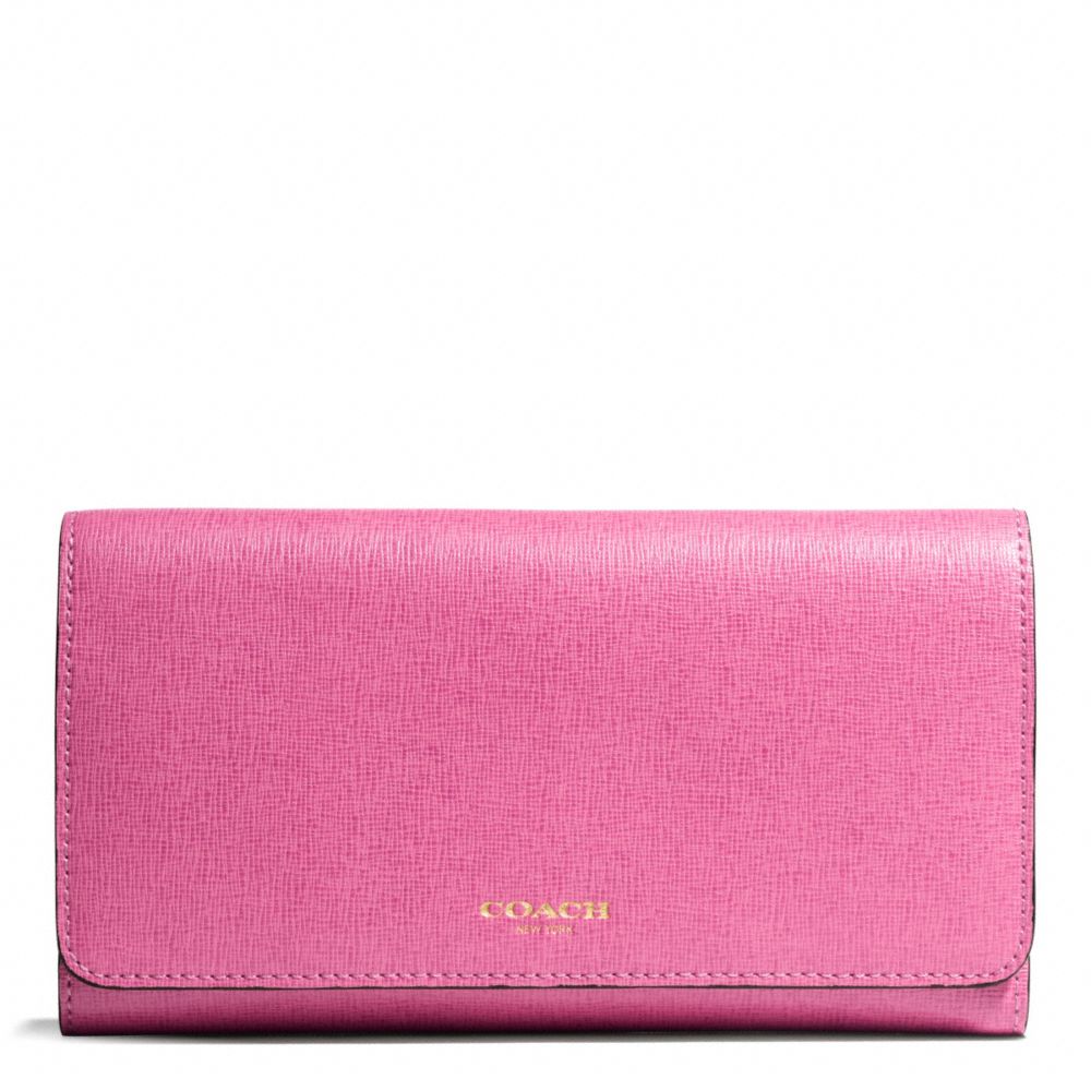 Lyst - COACH Checkbook Wallet in Saffiano Leather in Pink