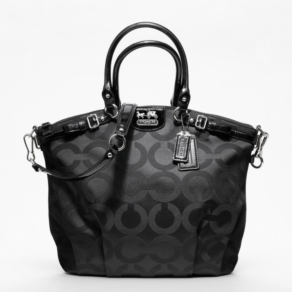 Lyst - Coach Madison Op Art Sateen Lindsey Satchel in Black