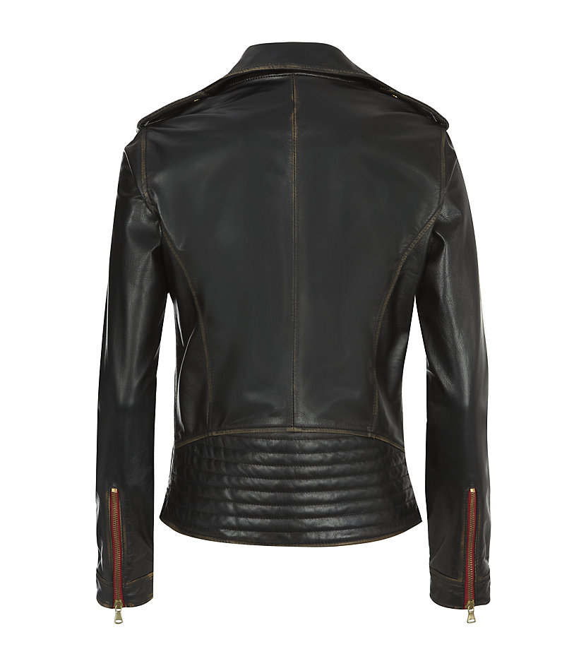 Love Moschino Worn Leather Jacket In Black Lyst Gallery