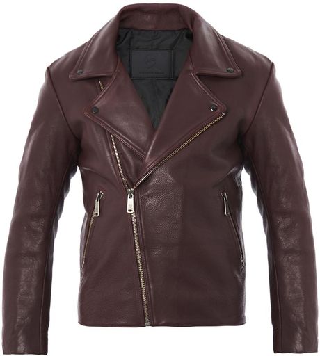 Mcq By Alexander Mcqueen Leather Biker Jacket in Red for Men (burgundy ...