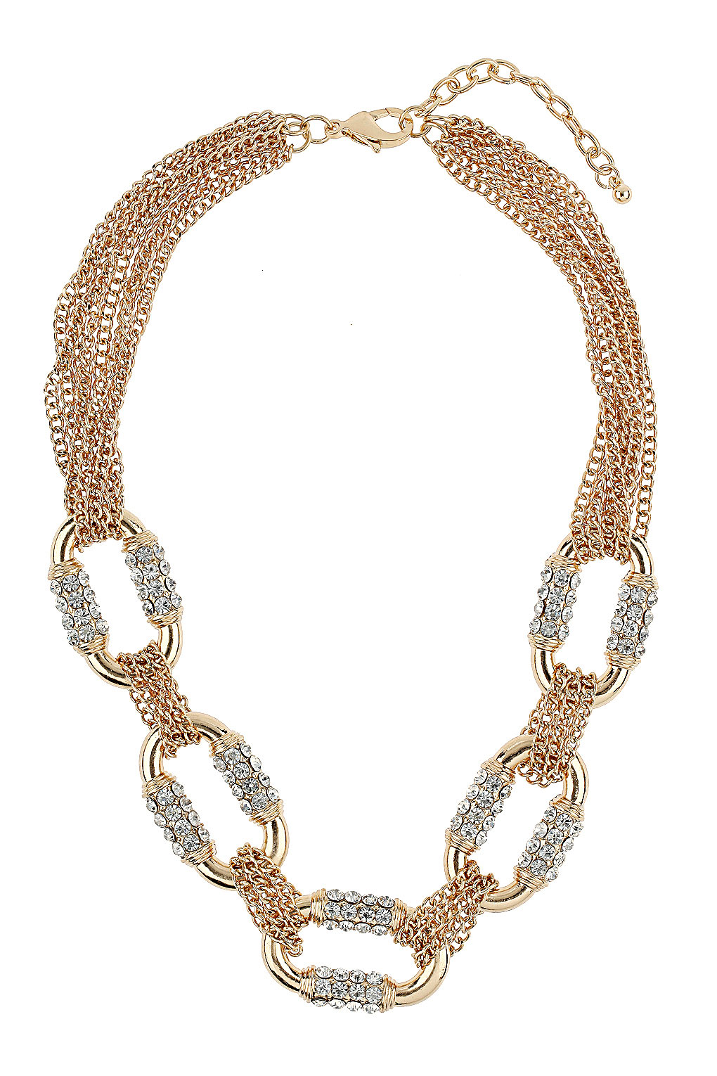 Lyst - Topshop Rhinestone Chain Link Necklace in Metallic