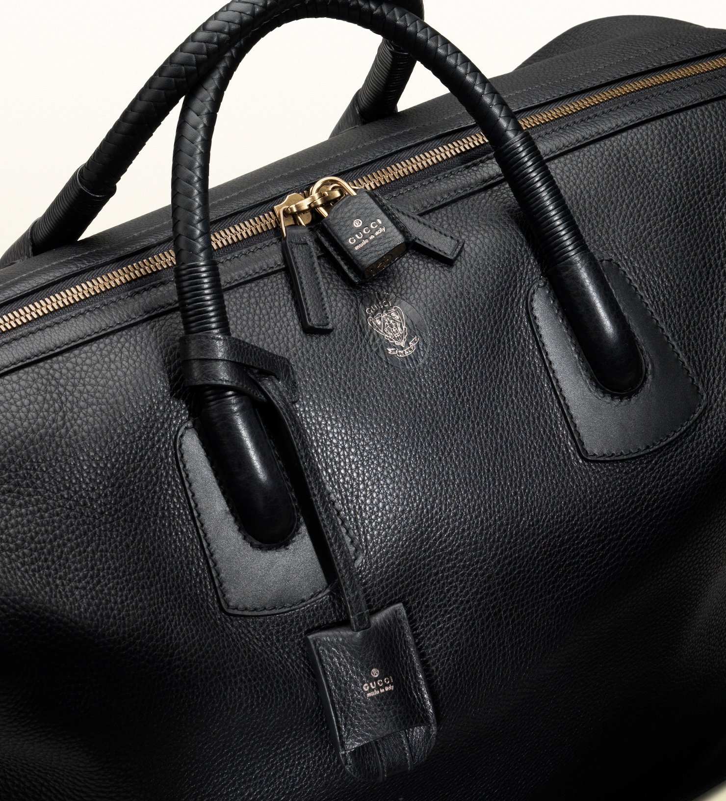 gucci duffle bag black leather