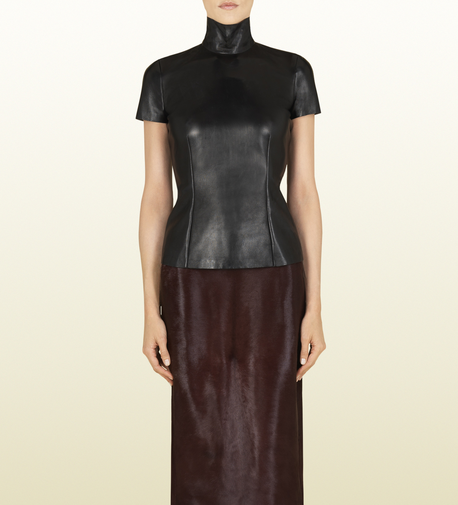 leather high neck top