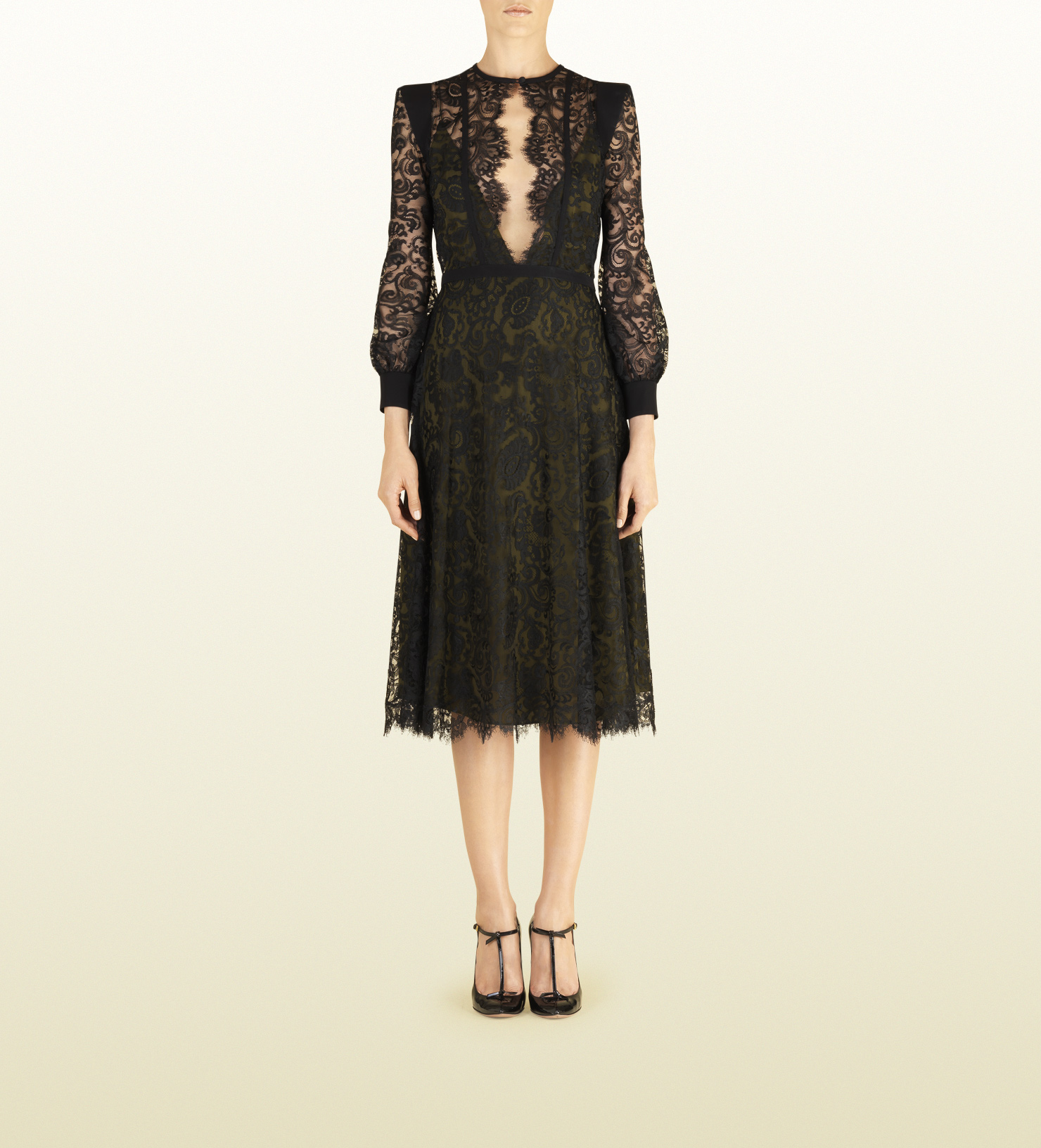 Gucci Flower Lace Dress with Silk Lining in Black Lyst