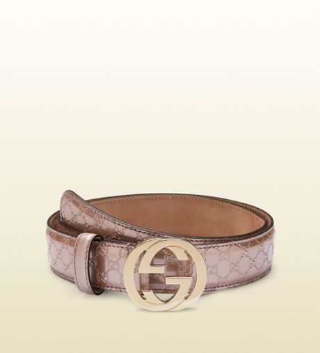 Gucci Light Pink Micro Gg Leather Belt with Interlocking G Buckle in ...