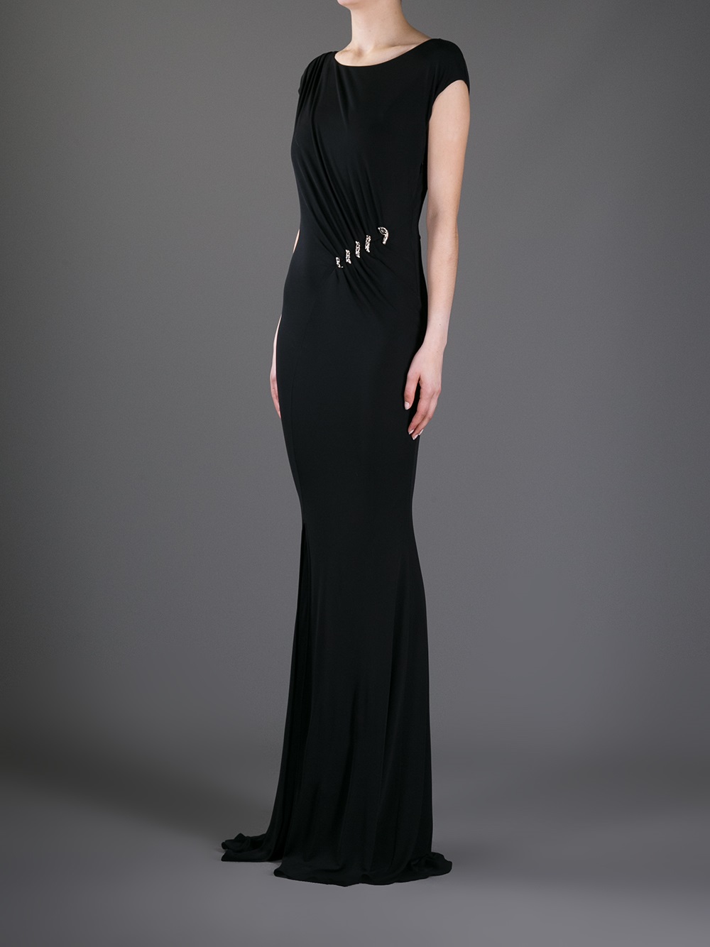 Lyst - Roberto cavalli Snake Embellished Gown in Black