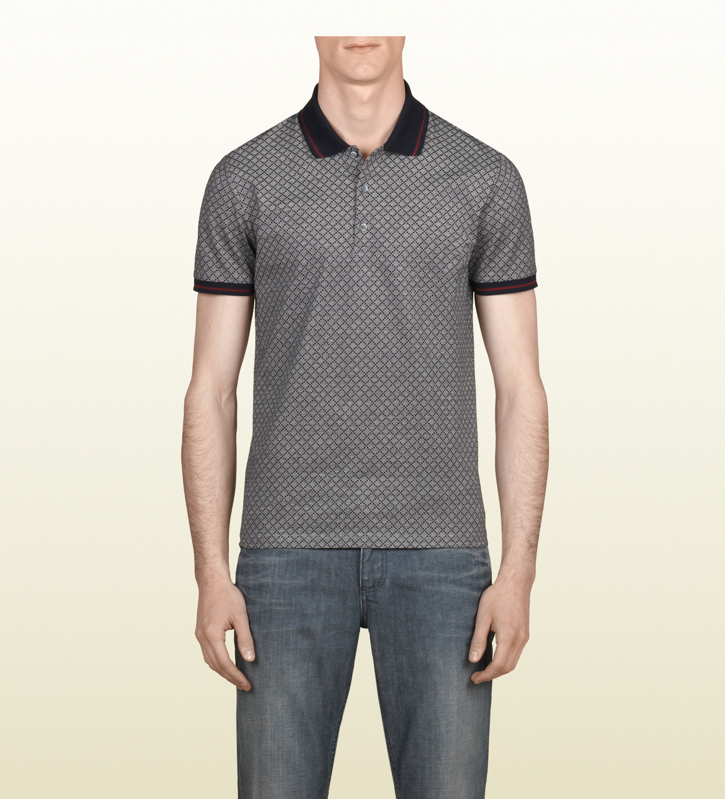 Gucci Diamante Cotton Jacquard Short Sleeve Polo In Blue For Men Lyst