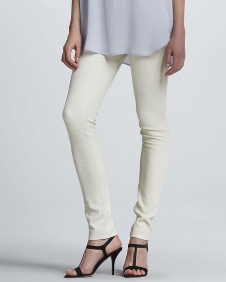 Vince Stretch Leather Skinny Pants Off White in White (OFF WHITE) | Lyst