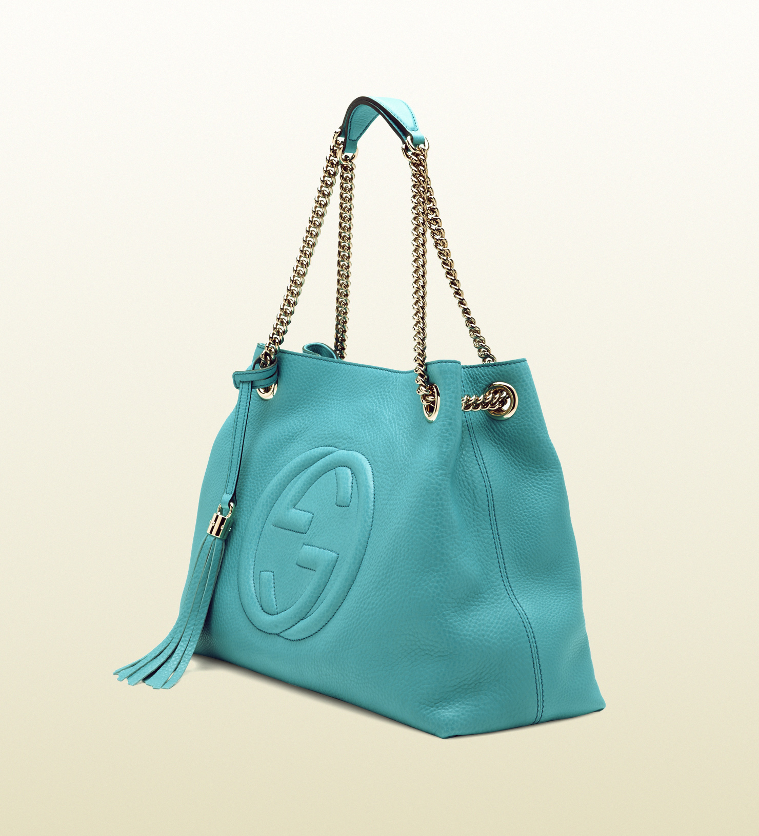 Lyst - Gucci Soho Light Blue Leather Shoulder Bag in Blue