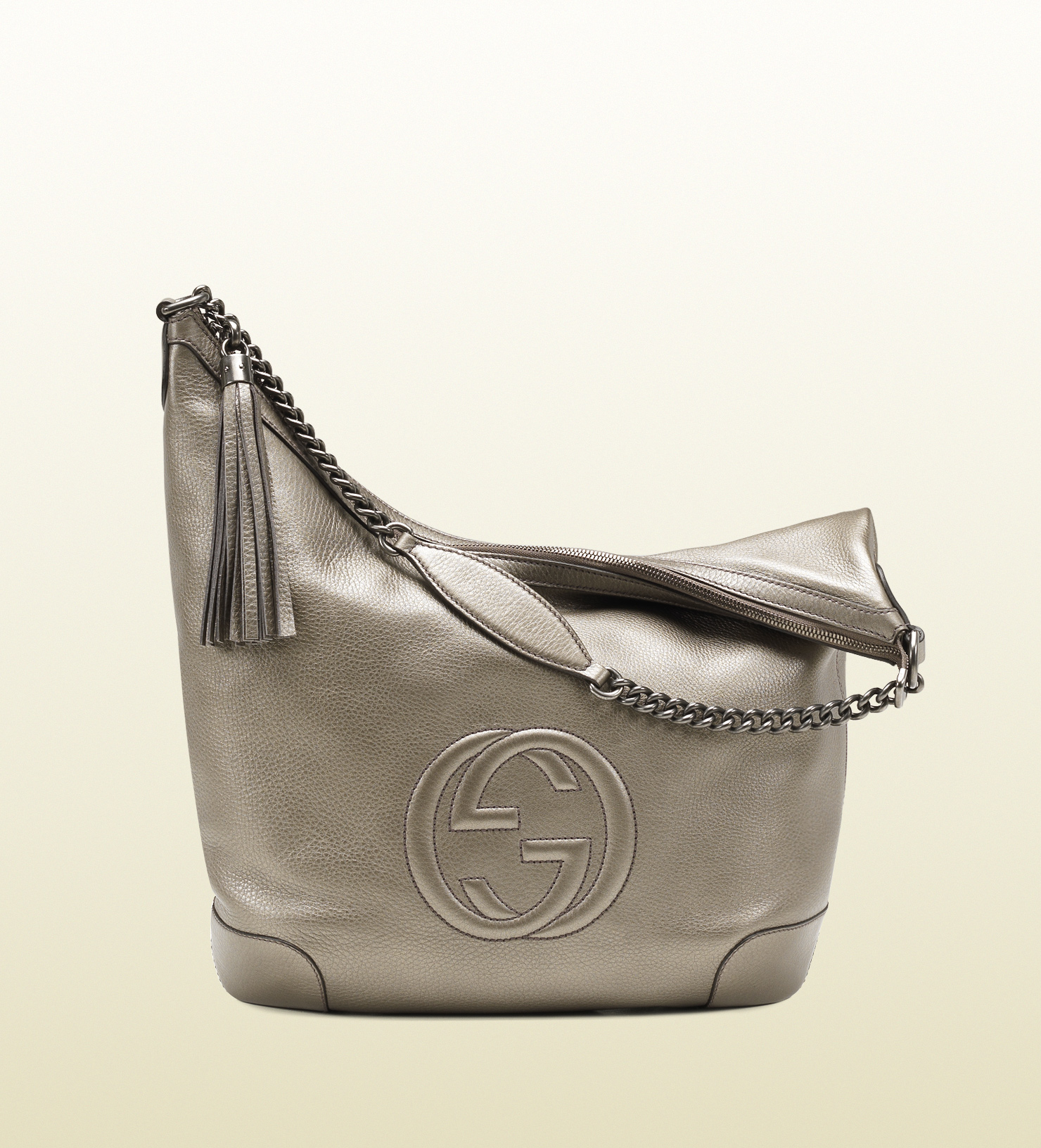 Gucci Soho Metallic Leather Chain Shoulder Bag in Gray | Lyst
